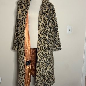 Vintage Russell Taylor Cheetah Print Faux Fur Coat SzL